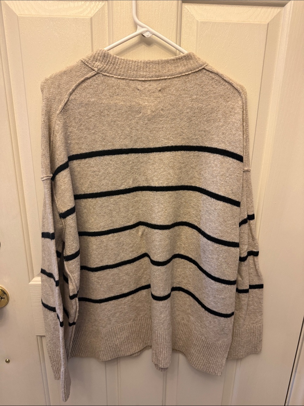 Aerie Beige Striped Crewneck Sweater - Casual Women's Knit - Picture 5 of 5